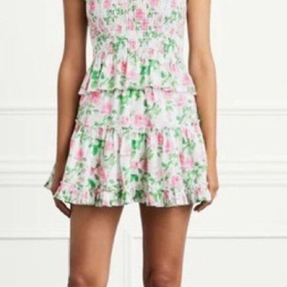 Hill House The Paz 100% Linen Mini Skirt In Pink Roses - Picture 8 of 8